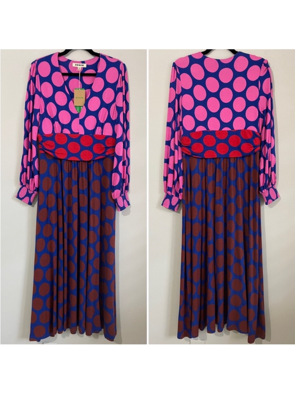 Boden Pink and Purple Polka Dot Maxi Dress - Picture 3 of 9